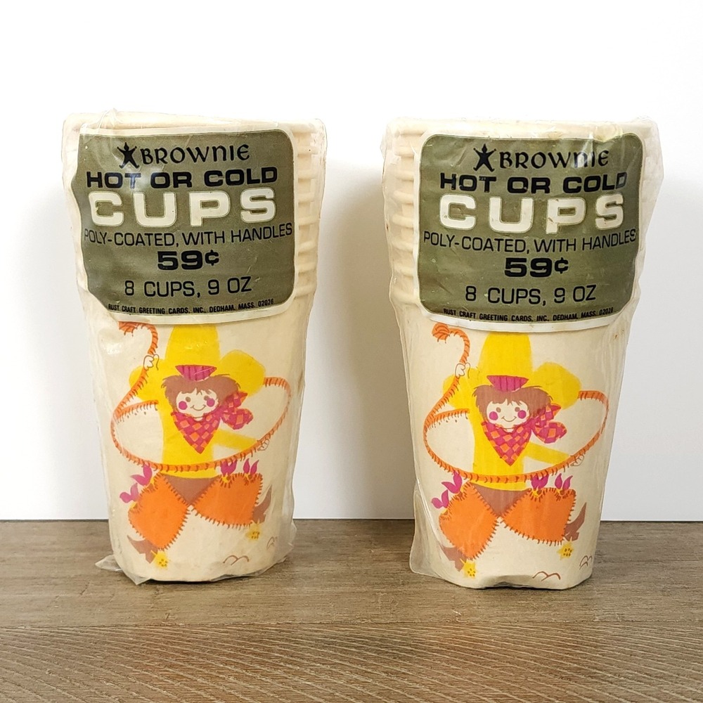 Vintage 1960s Paper Party Cups Cowboy,‎ NOS In Original Package